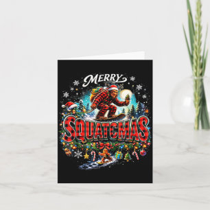Merry Christmas Squatchmas Funny Bigfoot Snowboard Card