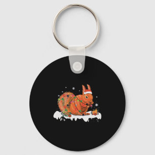 Merry Christmas Squirrel Christmas Ornament Lights Key Ring