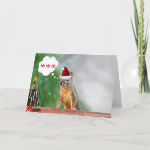 Merry Christmas Squirrel Saying Ho Ho Ho! Holiday Card