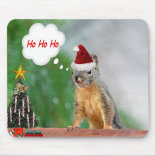 Merry Christmas Squirrel Saying Ho Ho Ho! Mouse Mat