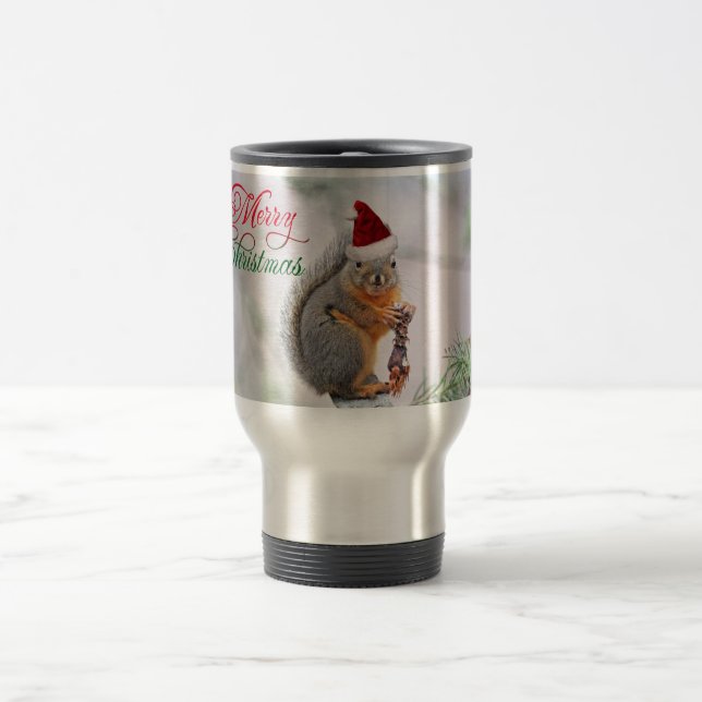 Merry Christmas Squirrel Travel Mug (Center)