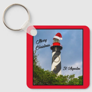 Merry Christmas St Augustine Florida Lighthouse  Key Ring
