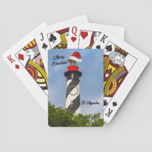 Merry Christmas St Augustine Florida Lighthouse  Playing Cards