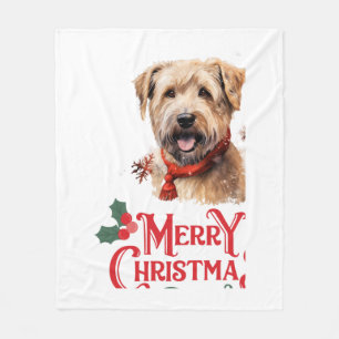 Merry Christmas Staffordshire Bull Terrier Fleece Blanket