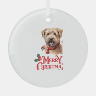 Merry Christmas Staffordshire Bull Terrier   Glass Tree Decoration