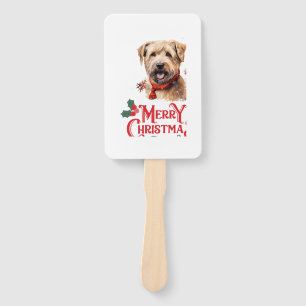 Merry Christmas Staffordshire Bull Terrier Hand Fan