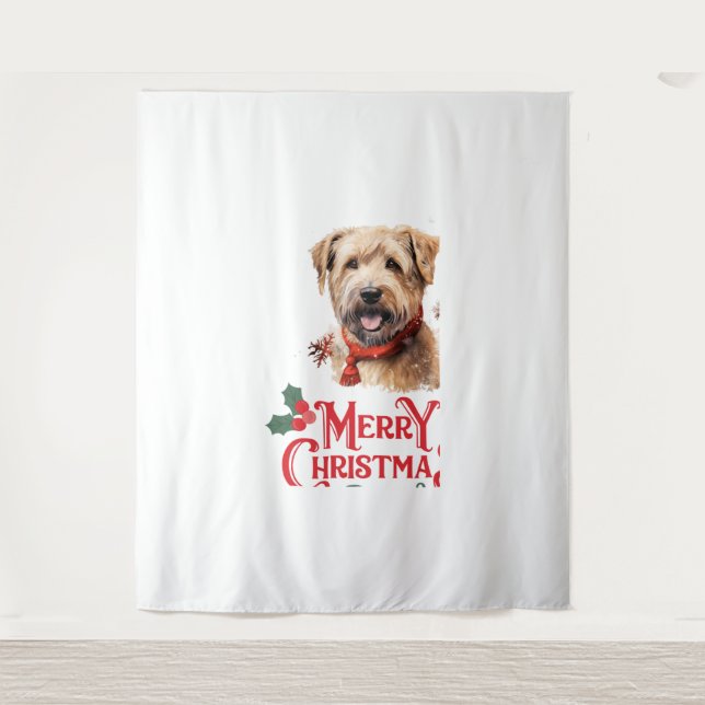 Merry Christmas Staffordshire Bull Terrier   Tapestry (Front)