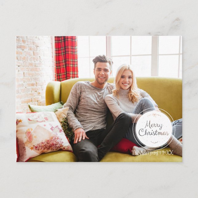 Merry Christmas Stamp Holiday Photo Postcard (Front)
