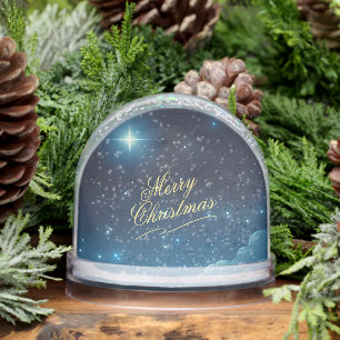 Merry Christmas Star Add Photo Snowglobe