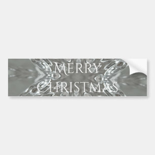 Merry Christmas Star Antique Silver Grey Bumper Sticker