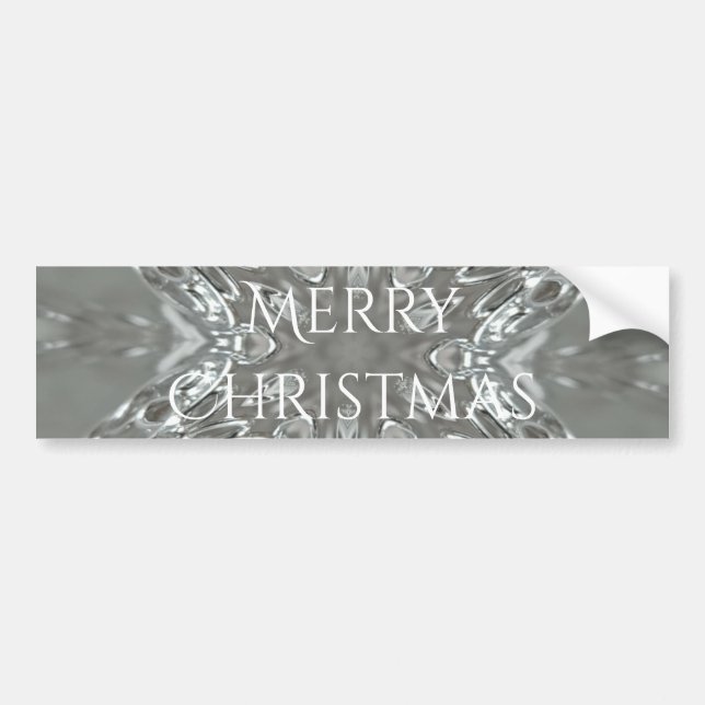 Merry Christmas Star Antique Silver Grey Bumper Sticker (Front)