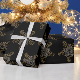 Merry Christmas Star Calligraphy Small Motif Wrapping Paper