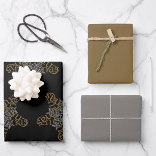 Merry Christmas Star Calligraphy Small Motif Wrapping Paper Sheet