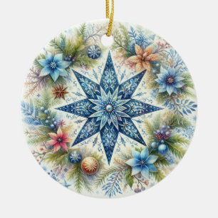 MERRY CHRISTMAS STAR CERAMIC TREE DECORATION