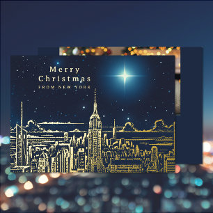 Merry Christmas Star Photo Foil Holiday Card