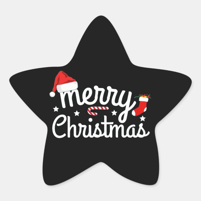 Merry Christmas  Star Sticker (Front)