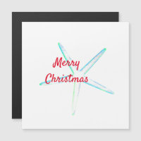 Merry Christmas Starfish Pattern Teal Blue Red