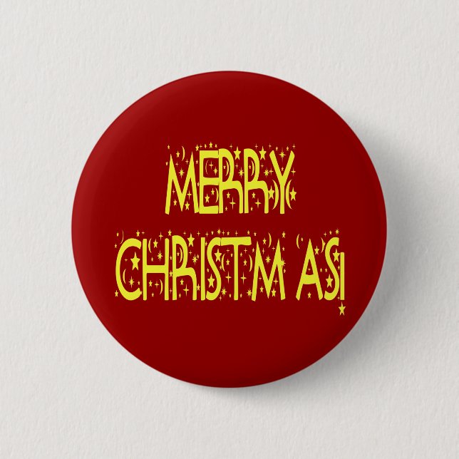 Merry Christmas Starry Night Font 6 Cm Round Badge (Front)