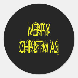 Merry Christmas Starry Night Font Girls Boys Classic Round Sticker
