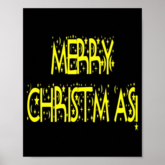 Merry Christmas Starry Night Font Girls Boys  Poster (Front)