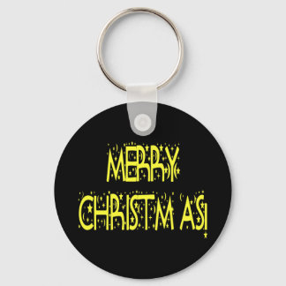 Merry Christmas Starry Night Font Key Ring