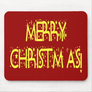 Merry Christmas Starry Night Font Mouse Mat