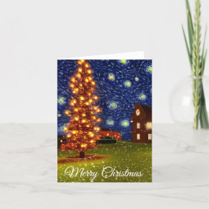 Merry Christmas Starry Night Holiday Card