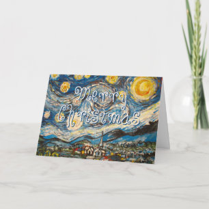 Merry Christmas Starry Night Van Gogh repainted Holiday Card