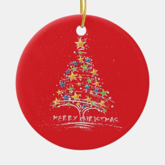 Merry Christmas Starry Tree Ornament (Front)