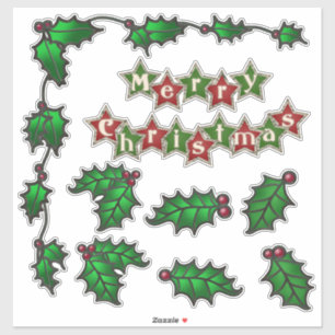 Merry Christmas Stars Holly Berries Border