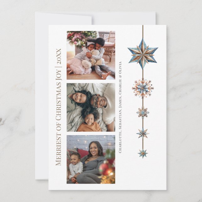 Merry Christmas Stars Personalised Photo  Holiday Card (Front)