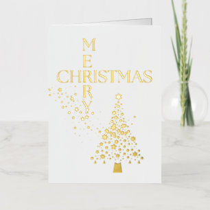 Merry Christmas Stars & Tree Foil Holiday Card