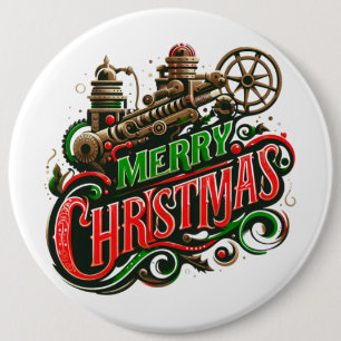 Merry Christmas steampunk 6 Cm Round Badge