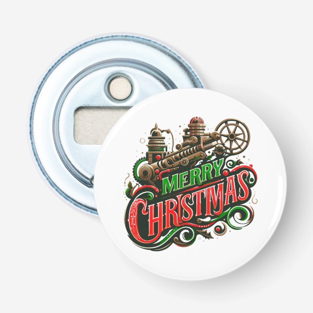 Merry Christmas steampunk Bottle Opener (Front)