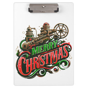 Merry Christmas steampunk Clipboard