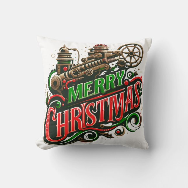 Merry Christmas steampunk Cushion (Front)