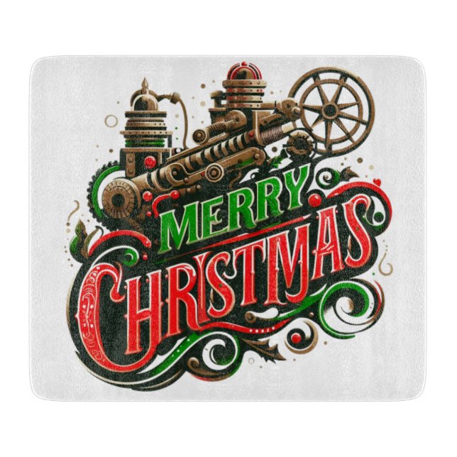 Merry Christmas steampunk Cutting Board (Front)