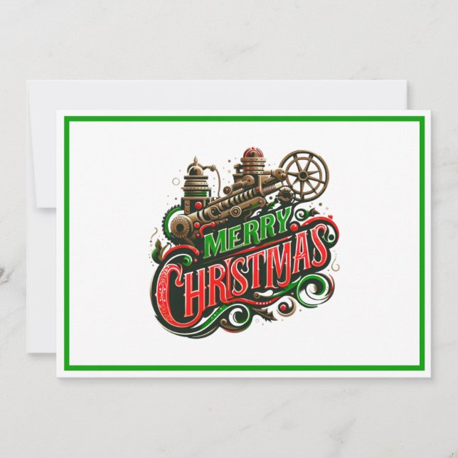 Merry Christmas steampunk Holiday Card (Front)