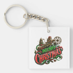 Merry Christmas steampunk Key Ring