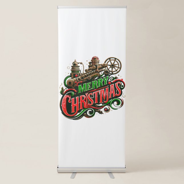 Merry Christmas steampunk Retractable Banner (Front)