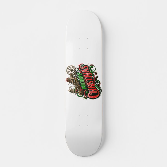 Merry Christmas steampunk Skateboard (Front)