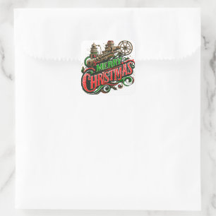 Merry Christmas steampunk Square Sticker