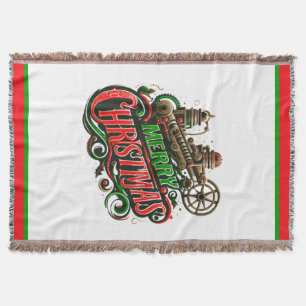 Merry Christmas steampunk Throw Blanket