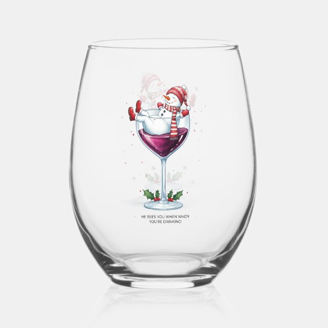 Merry Christmas Stemless  Stemless Wine Glass (Front)