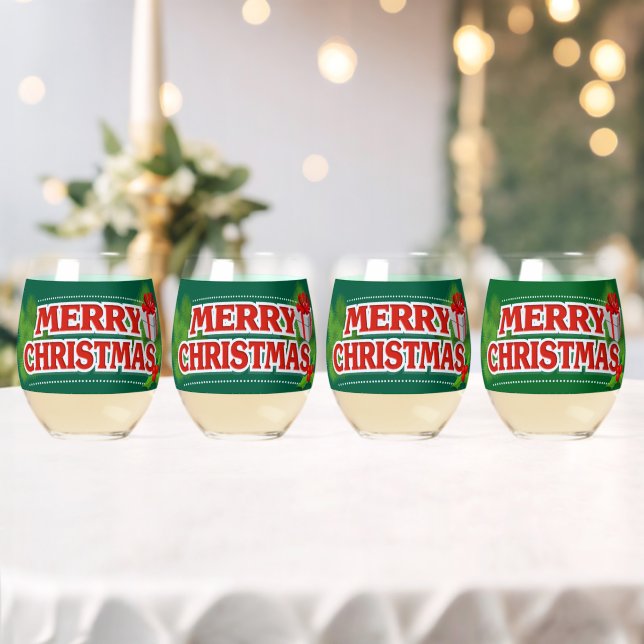 Merry christmas stemless wine glass (Insitu (Wedding))