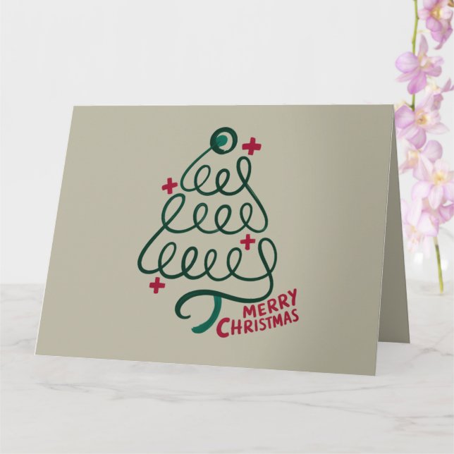 Merry Christmas Stethoscope CNA Medical Worker Card (Orchid)