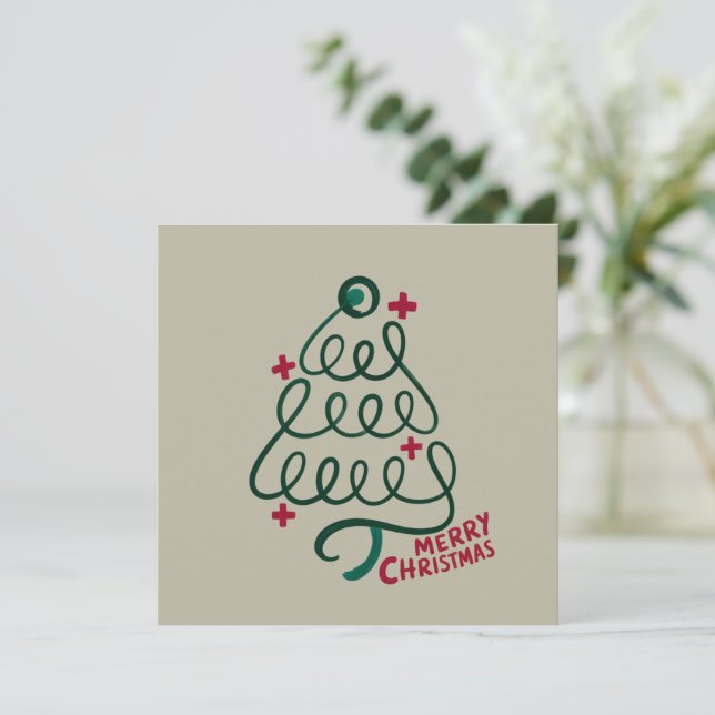 Merry Christmas Stethoscope CNA Medical Worker Holiday Card (Standing Front)