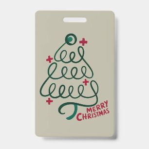 Merry Christmas Stethoscope CNA Medical Worker ID Badge