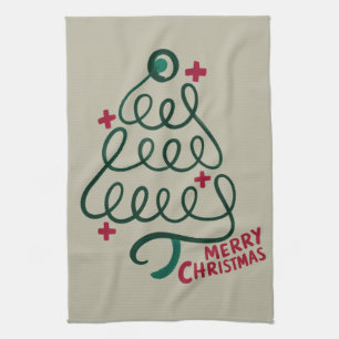 Merry Christmas Stethoscope CNA Medical Worker Tea Towel