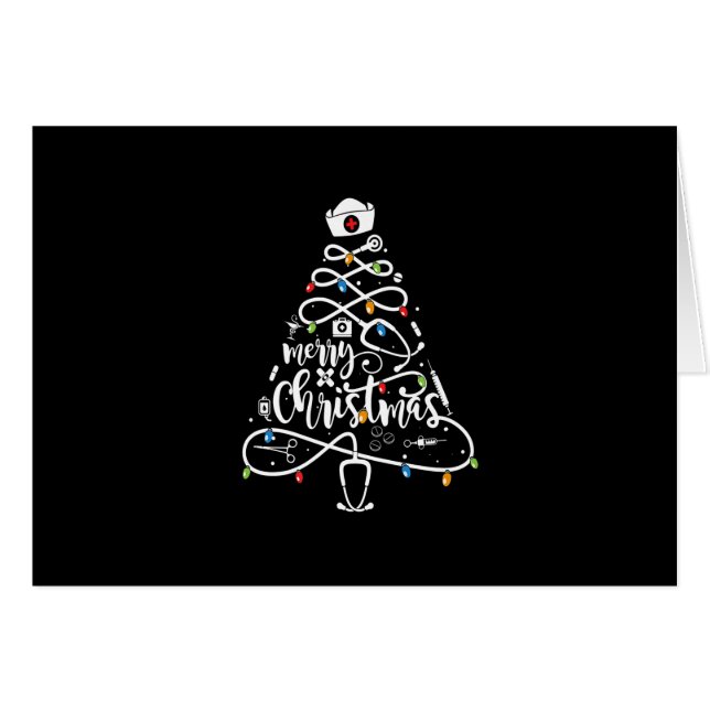 Merry Christmas Stethoscope Nurse Christmas Tree F (Front Horizontal)